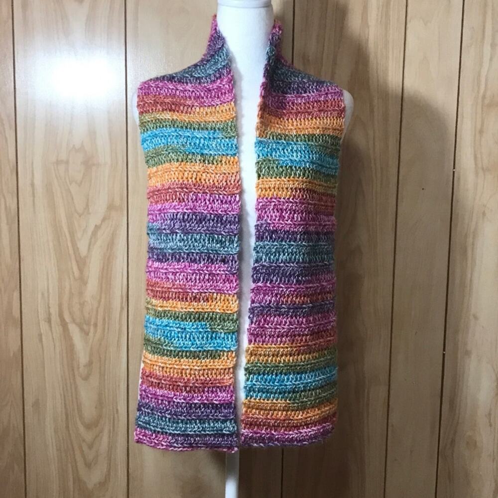NWT Handmade Crocheted Multicolor Textured Beanie & Scarf 54” - Picture 4 of 4